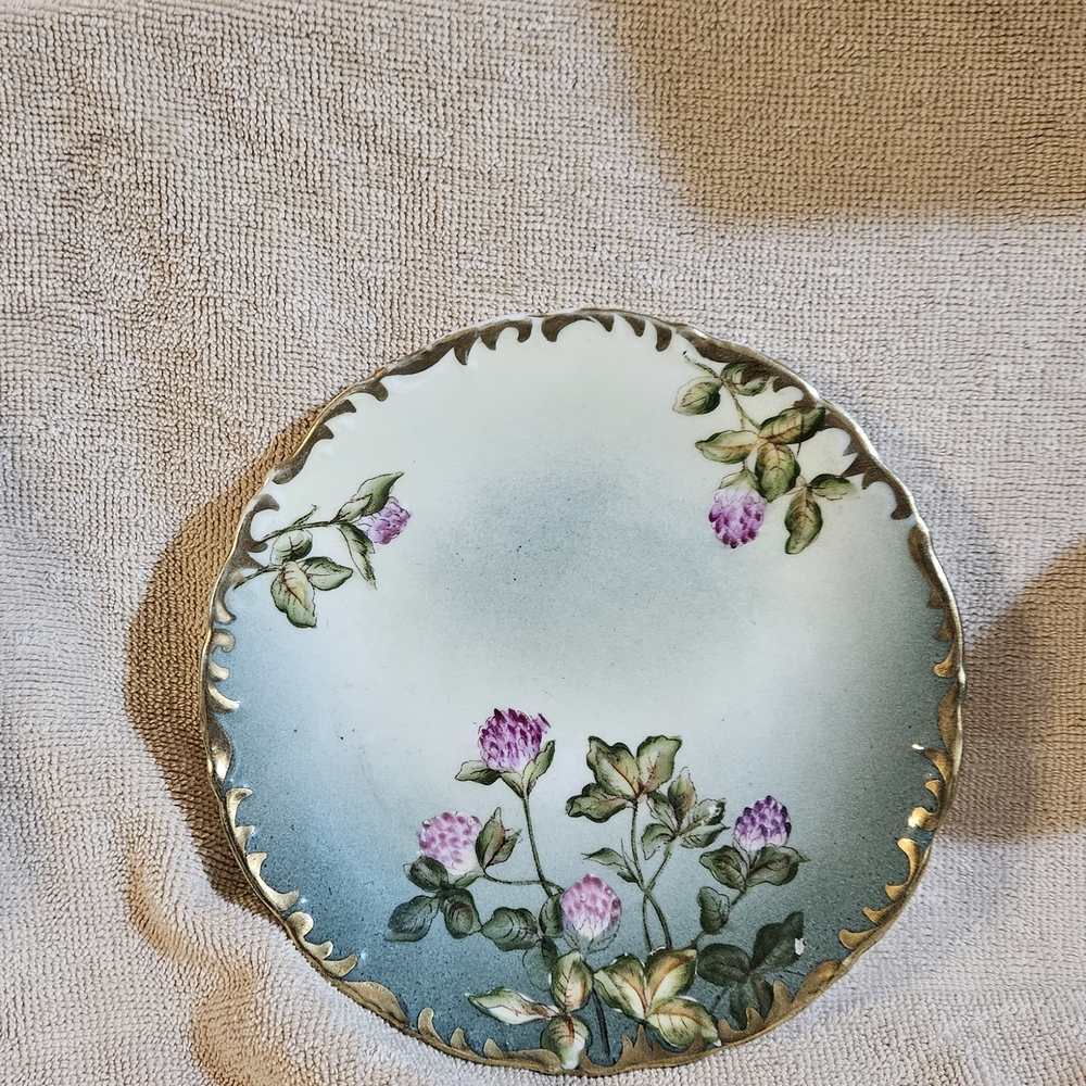 Floral Plate with Gold Accents